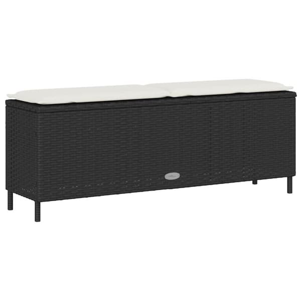 vidaXL Trädgårdsbänk med dyna svart 110x30x40,5 cm konstrotting