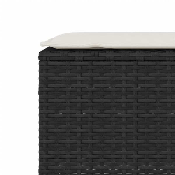 vidaXL Trädgårdsbänk med dyna svart 110x30x40,5 cm konstrotting