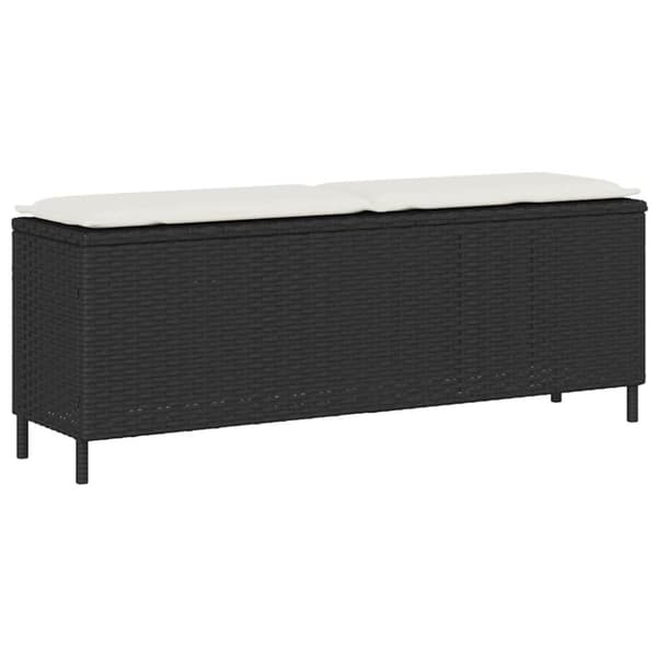 vidaXL Trädgårdsbänk med dyna svart 110x30x40,5 cm konstrotting