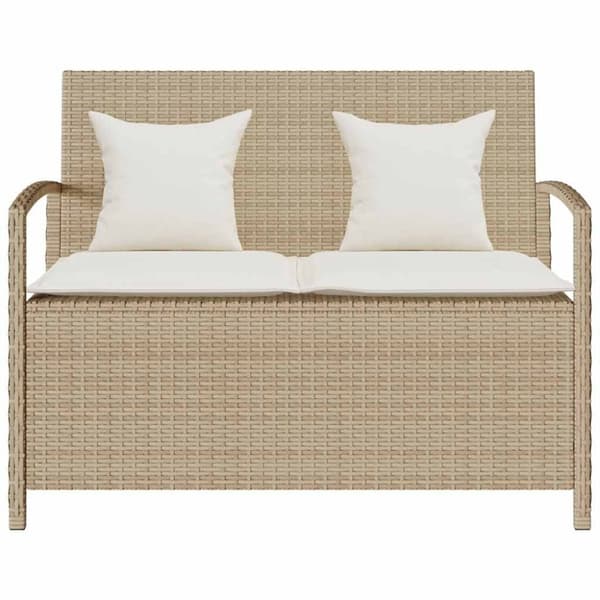 vidaXL Förvaringsbänk för trädgård med dyna beige konstrotting