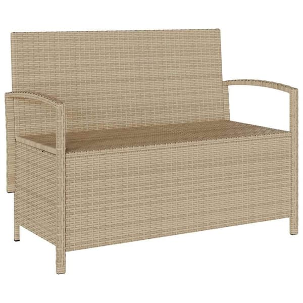vidaXL Förvaringsbänk för trädgård med dyna beige konstrotting
