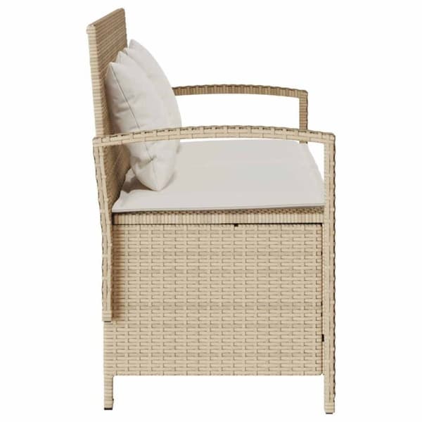 vidaXL Förvaringsbänk för trädgård med dyna beige konstrotting