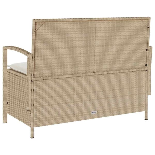 vidaXL Förvaringsbänk för trädgård med dyna beige konstrotting