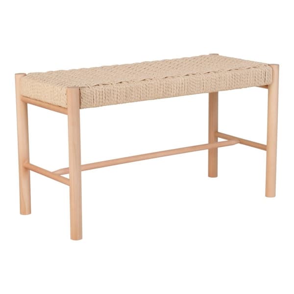 Rootz Abano -penkki - Luonnollinen kudottu istuin - Poplar Wood Bench - Extra Weat - 35cm x 80 cm x 45cm