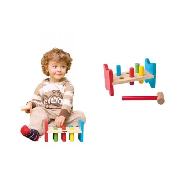 Hammarbänk - WOODY - Woody 90002 - Ljusa färger - Pedagogiskt spel - Inomhus