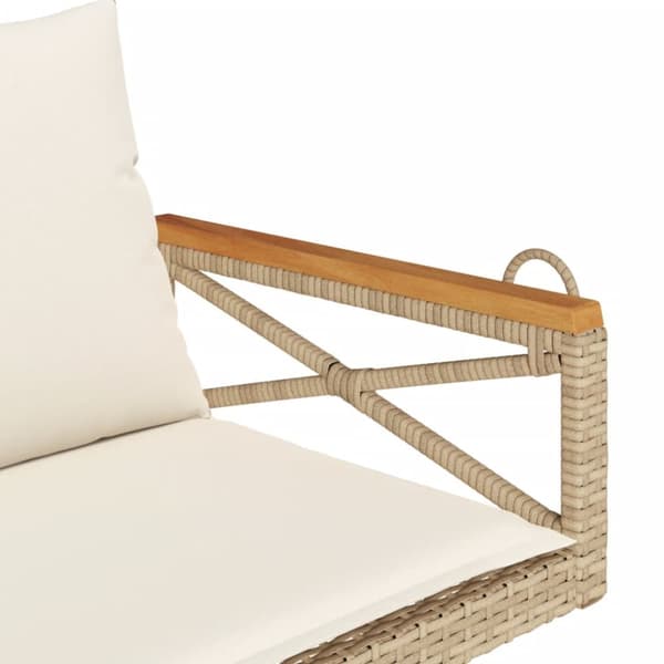 Gungbänk med dynor beige 109x62x40 cm konstrotting