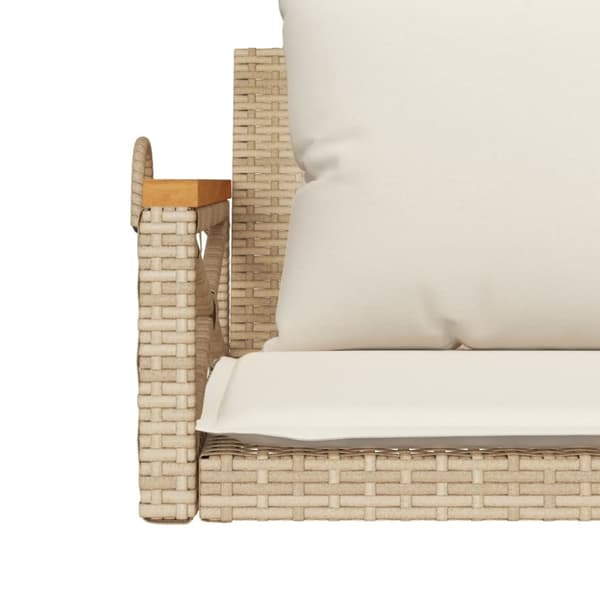 Gungbänk med dynor beige 109x62x40 cm konstrotting