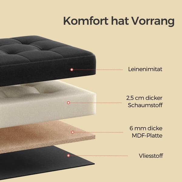 Afføring med opbevaringsplads - 30 x 30 cm - kompakt bænk - firkant - grå