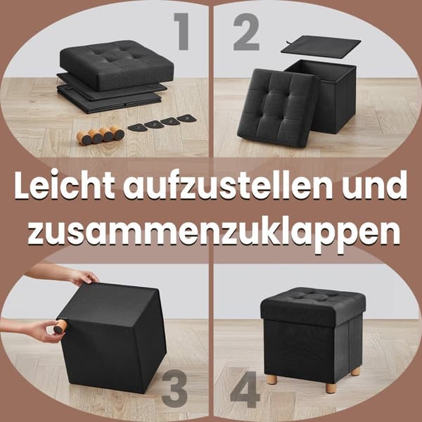 Avföring med lagringsutrymme - Foldbar bänk - 38x38x40 cm - Anthracite