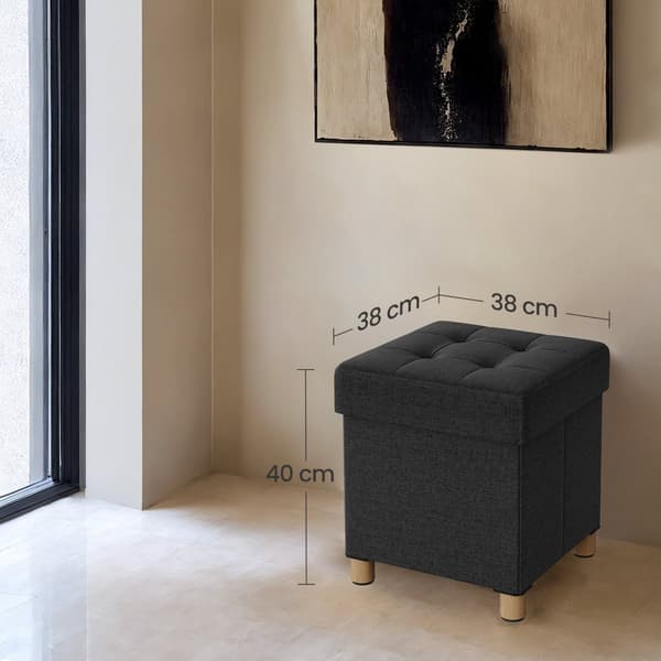 Avföring med lagringsutrymme - Foldbar bänk - 38x38x40 cm - Anthracite