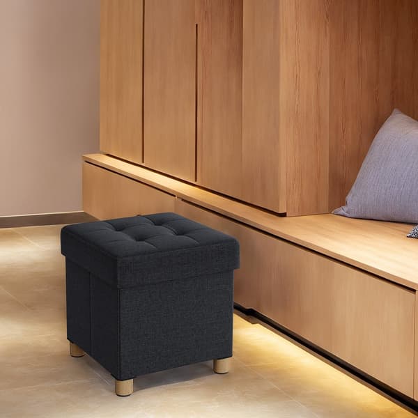 Avföring med lagringsutrymme - Foldbar bänk - 38x38x40 cm - Anthracite