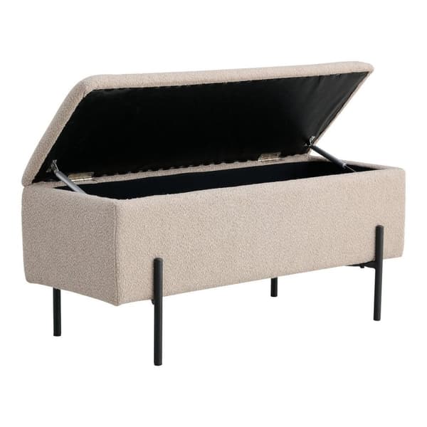 Rootz Watford Bench - Bouclé -verhoiltu penkki - Storage Ottoman - Tyylikäs ja toiminnallinen - 95 cm x 36,5 cm x 43cm