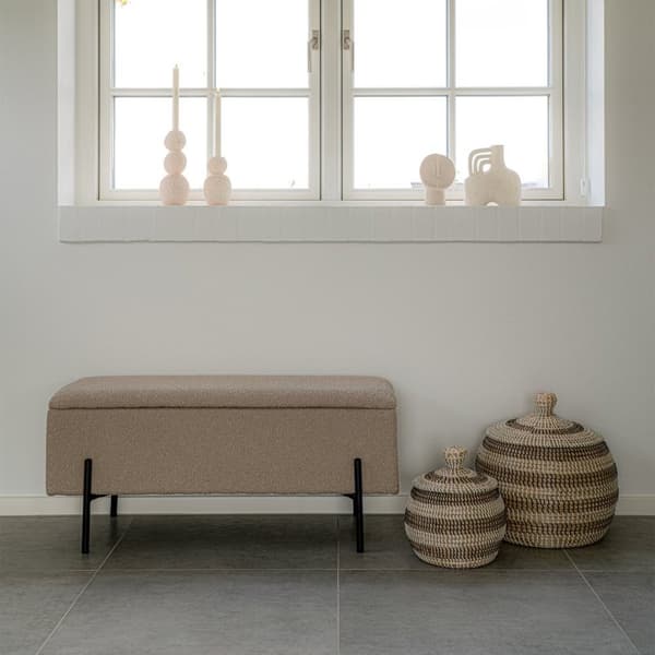 Rootz Watford Bench - Bouclé -verhoiltu penkki - Storage Ottoman - Tyylikäs ja toiminnallinen - 95 cm x 36,5 cm x 43cm