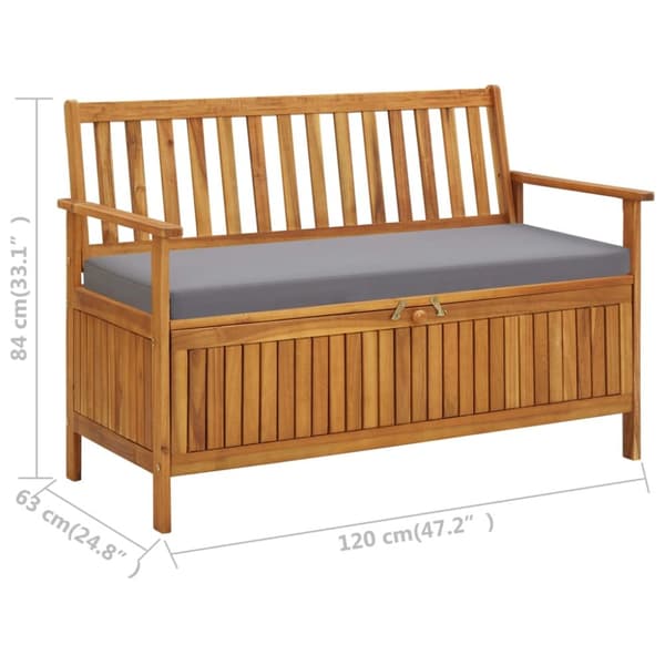 Förvaringsbänk 120 cm massivt akaciaträ