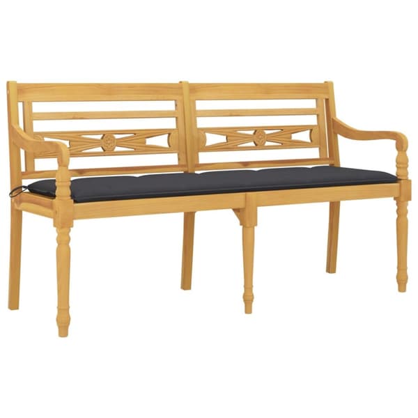 Bataviabänk med antracit dyna 150 cm massiv teak