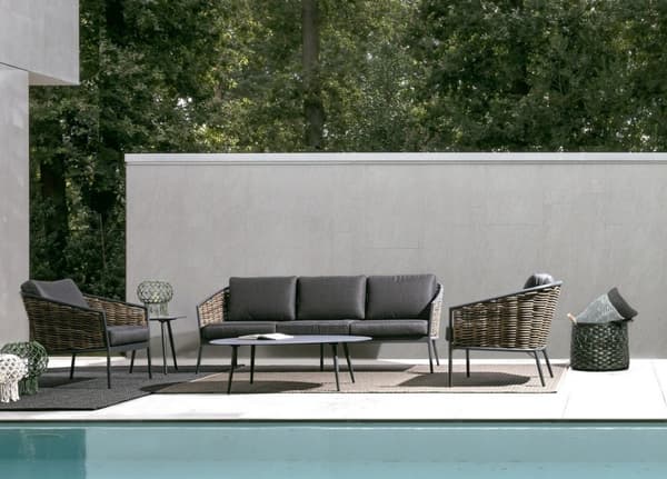 BOLZANO Rundt havesofabord Rossano antracit 50x10x48 cm