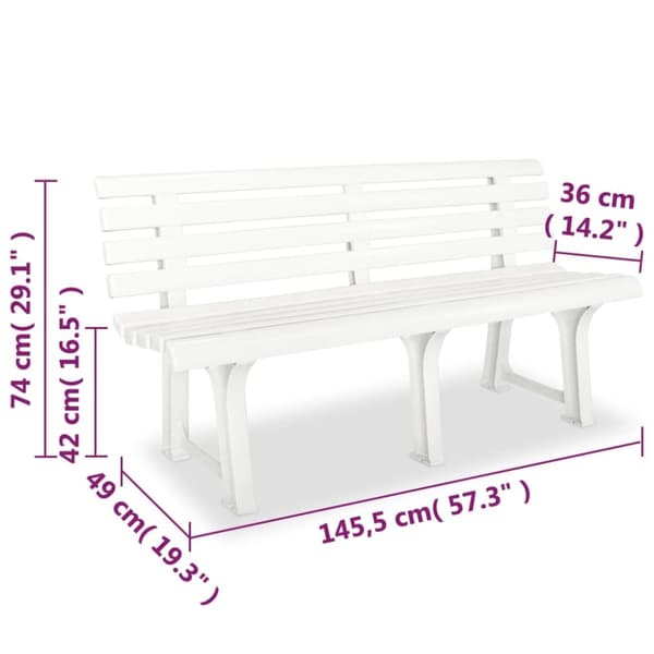 Trädgårdsbänk 145,5 cm plast vit
