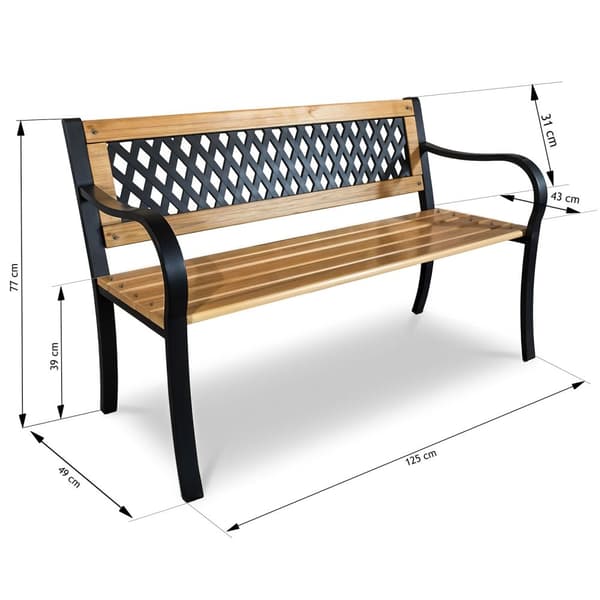 Havebænk med ryglæn 125 x 77 x 49 cm Elion Sofa