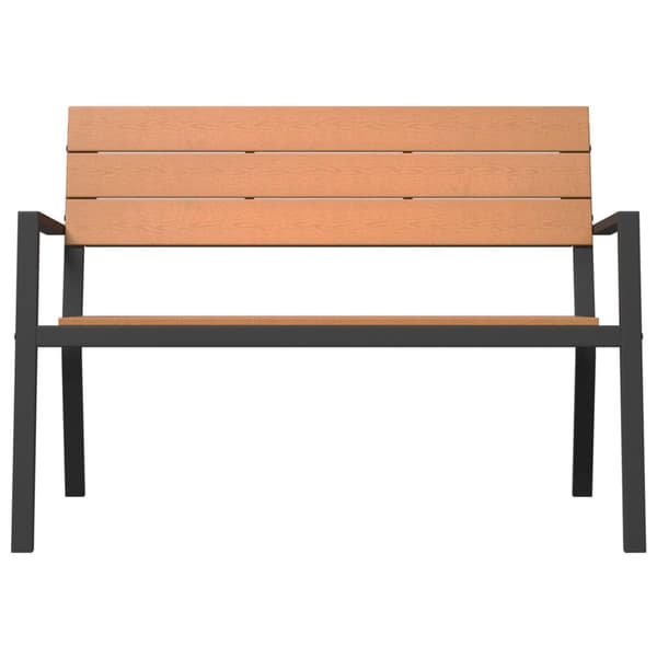 Bänk för trädgården i stål och WPC, brun och svart