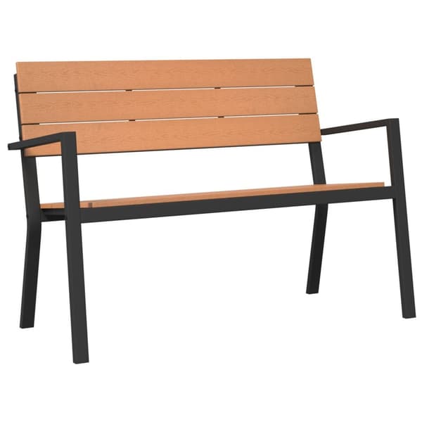 Bänk för trädgården i stål och WPC, brun och svart