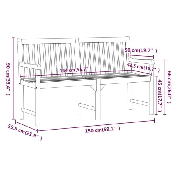 Trädgårdsbänk 150 cm massivt akaciaträ