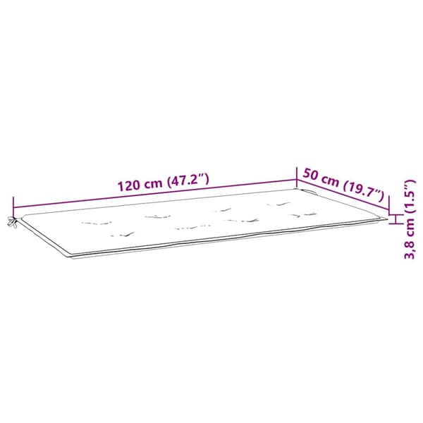 Hopfällbar trädgårdsbänk med dyna 118 cm bambu