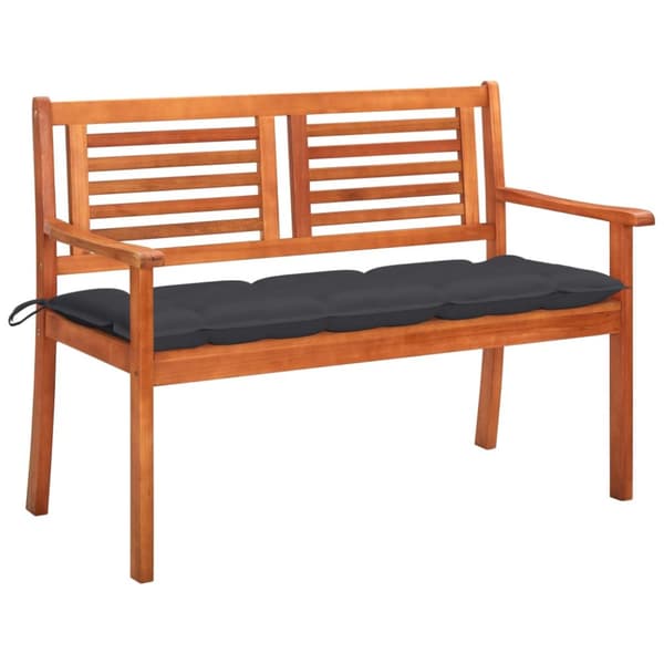 Trädgårdsbänk 2-sits med dyna 120 cm massivt eukalyptusträ