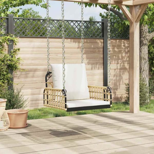 Hammock med dynor 63x58x39 cm konstrotting och stål