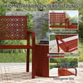 Miniatyrbild 5 av 10: Rootz 2 -sits utomhusbänk - Stålträdgårdsbänk - Parkbänk - Skär ryggstöd - väderbeständig - 127 cm x 63 cm x 85 cm - röd