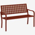 Miniatyrbild 10 av 10: Rootz 2 -sits utomhusbänk - Stålträdgårdsbänk - Parkbänk - Skär ryggstöd - väderbeständig - 127 cm x 63 cm x 85 cm - röd