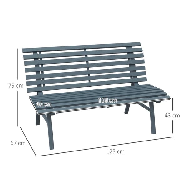 Rootz Garden Bench - Park Bench - utomhus sittplatser - Gitterdesign - väderbeständig - aluminium - 123 cm x 67 cm x 79 cm - blå