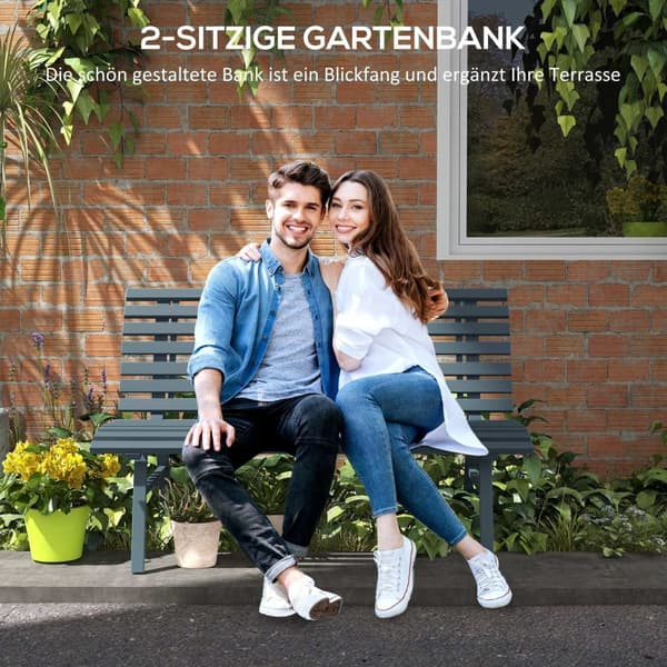 Rootz Garden Bench - Park Bench - utomhus sittplatser - Gitterdesign - väderbeständig - aluminium - 123 cm x 67 cm x 79 cm - blå