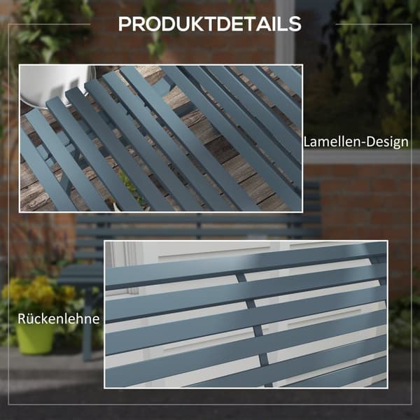 Rootz Garden Bench - Park Bench - utomhus sittplatser - Gitterdesign - väderbeständig - aluminium - 123 cm x 67 cm x 79 cm - blå