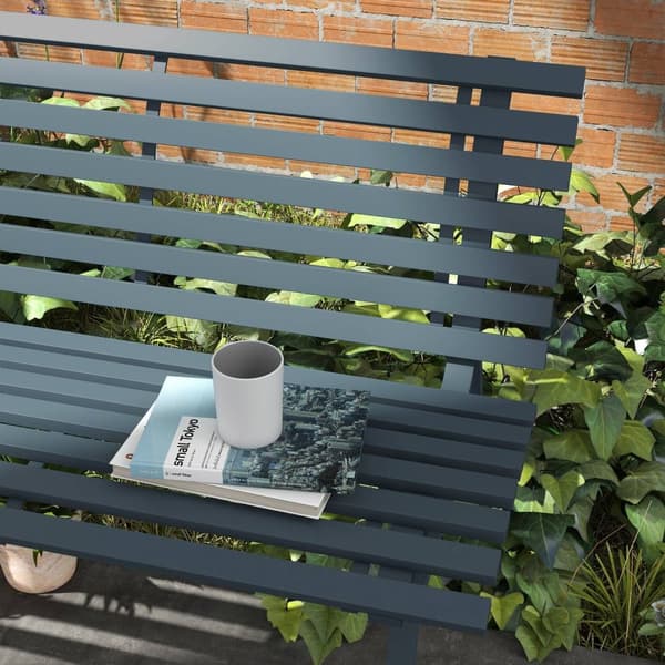Rootz Garden Bench - Park Bench - utomhus sittplatser - Gitterdesign - väderbeständig - aluminium - 123 cm x 67 cm x 79 cm - blå
