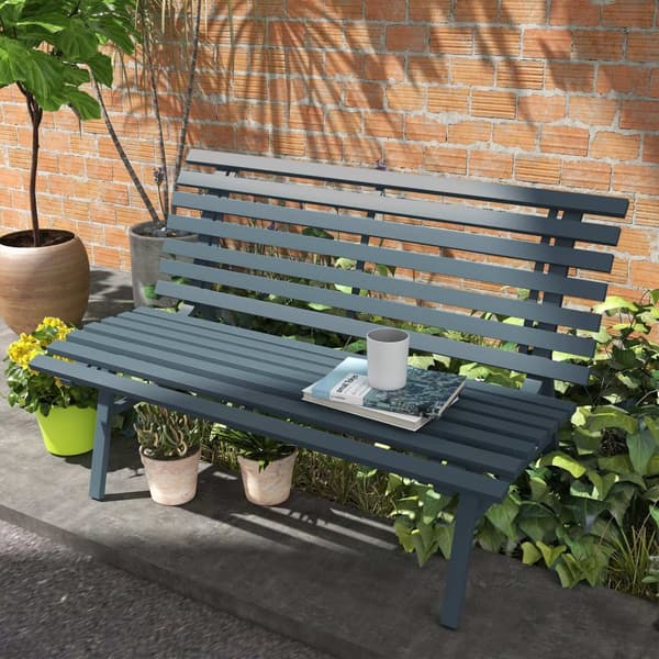 Rootz Garden Bench - Park Bench - utomhus sittplatser - Gitterdesign - väderbeständig - aluminium - 123 cm x 67 cm x 79 cm - blå