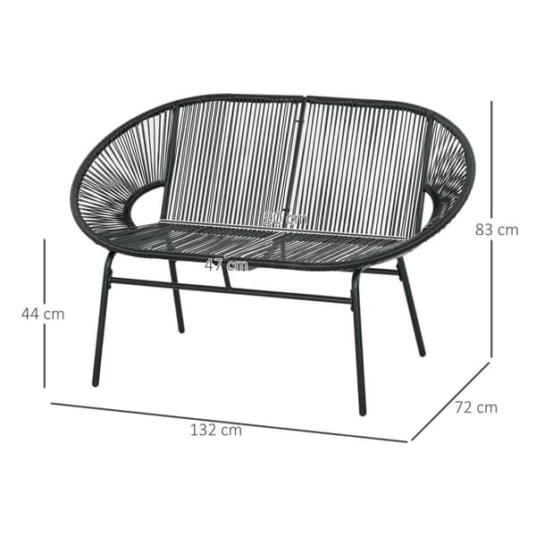 Rootz Garden Bench 2 -sits - utomhus soffa - Patiobänk - bekväma sittplatser - 132L x 72b x 83h cm