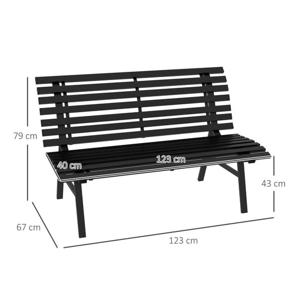 Rootz Garden Bench - Park Bench - utomhus sittplatser - väderbeständigt aluminium - 123 x 67 x 79 cm - svart