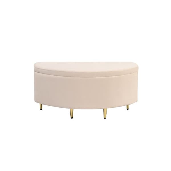 Polsterram med förvaringsutrymme, polsterram med förvaringslåda i sammet, 90 x 40 x 42 cm, beige