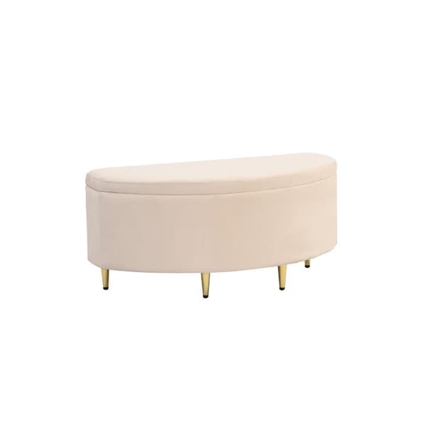Polsterram med förvaringsutrymme, polsterram med förvaringslåda i sammet, 90 x 40 x 42 cm, beige