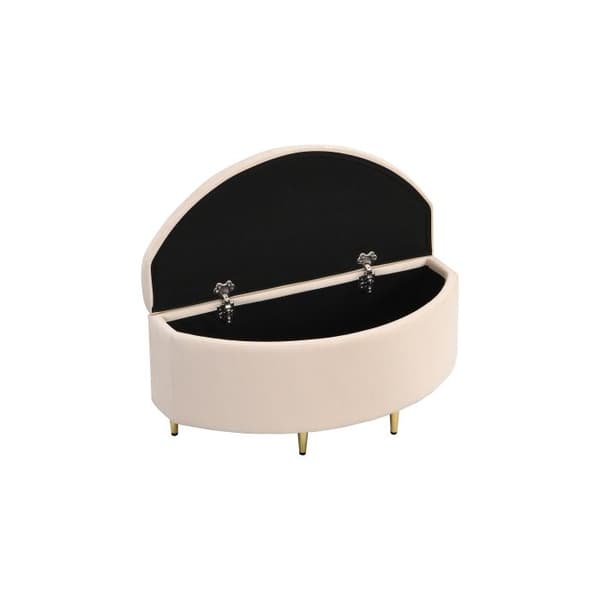 Polsterram med förvaringsutrymme, polsterram med förvaringslåda i sammet, 90 x 40 x 42 cm, beige