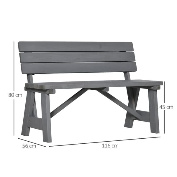 Trädgårdsbänk, 2-sits, 116x56x80 cm, Grå