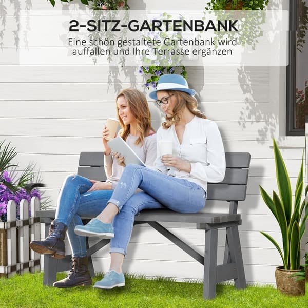 Trädgårdsbänk, 2-sits, 116x56x80 cm, Grå