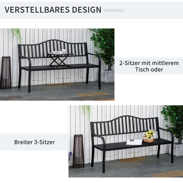Havebænk, 150x58.5x90 cm, Sort