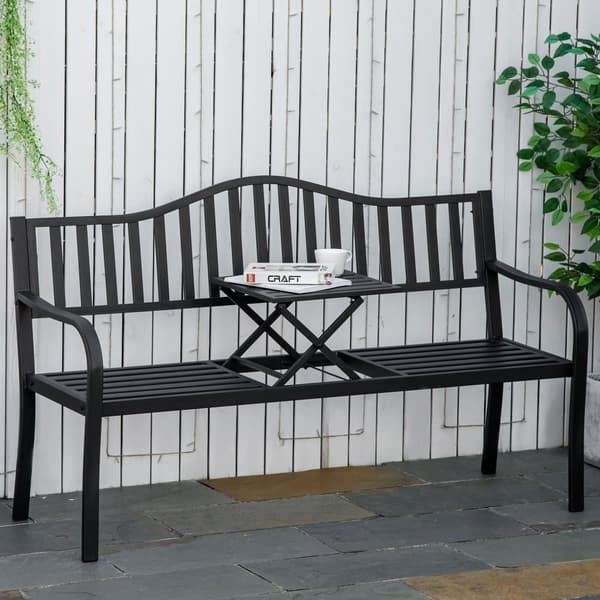 Havebænk, 150x58.5x90 cm, Sort