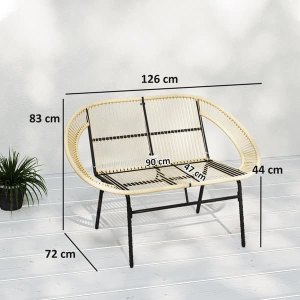 Puutarhapenkki, 2 istuttavaa, 126x72x83 cm, Khaki