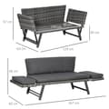 Miniatyrbild 3 av 9: Trädgårdsoffa, Polyrattan 2-sits Loungesoffa, 129x63x67 cm, Grå