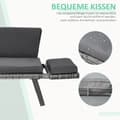 Miniatyrbild 6 av 9: Trädgårdsoffa, Polyrattan 2-sits Loungesoffa, 129x63x67 cm, Grå