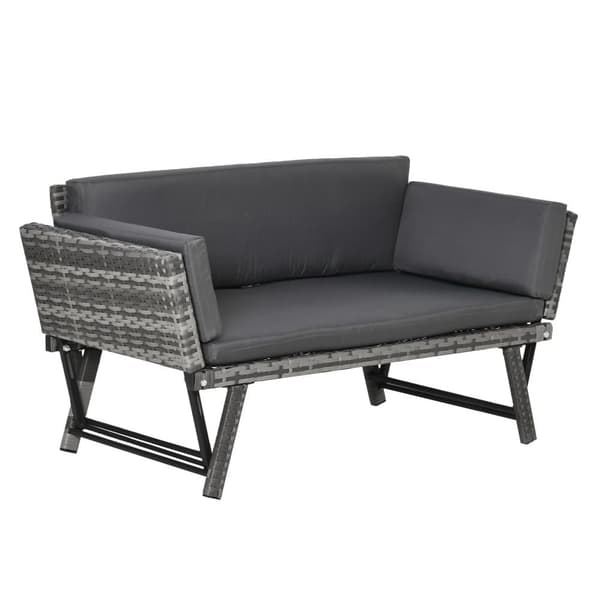 Trädgårdsoffa, Polyrattan 2-sits Loungesoffa, 129x63x67 cm, Grå