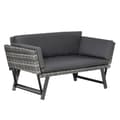 Miniatyrbild 1 av 9: Trädgårdsoffa, Polyrattan 2-sits Loungesoffa, 129x63x67 cm, Grå