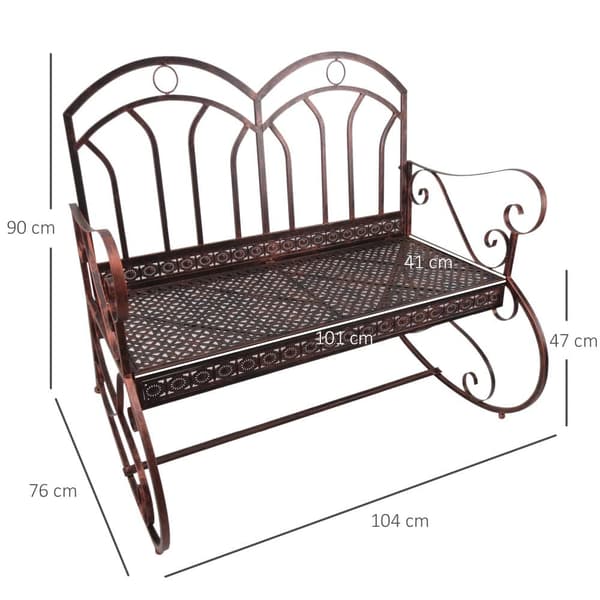Trädgårdsbänk, 2-sitsig Metall Brons-Röd, 105x82x90.5 cm, Brons-Röd